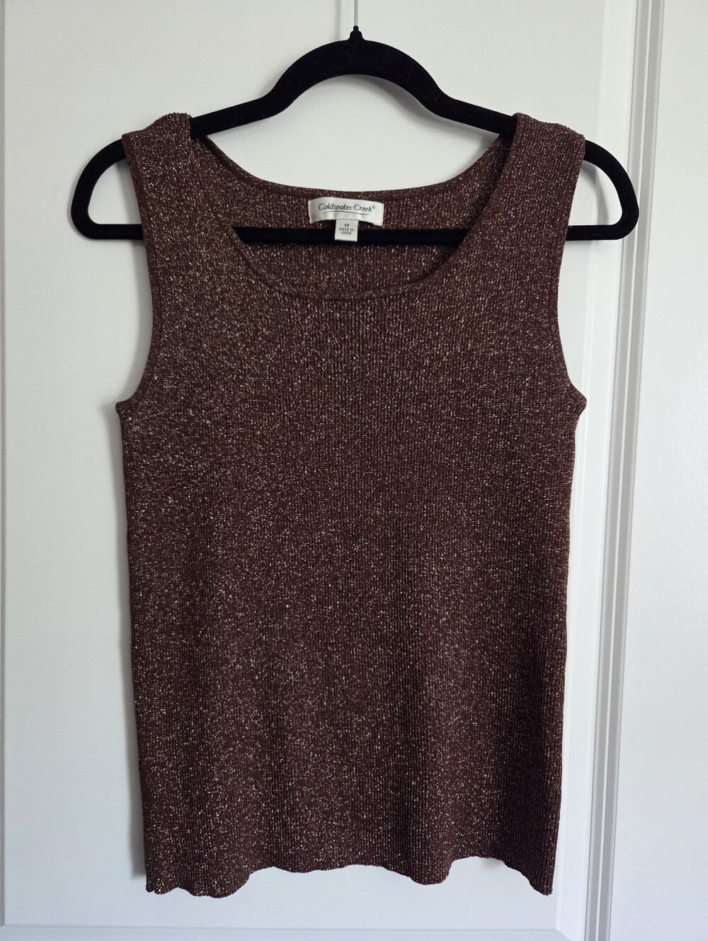 Coldwater Creek Silk Blend Brown Metallic Knit Tank Top